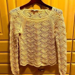 LOFT Cream Crochet Sweater